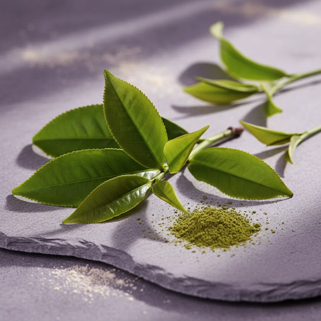 Fresh green tea leaves - green tea extract food supplement